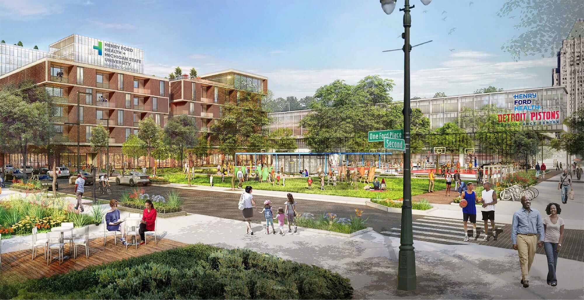 Rendering of New Center at Play in Detroit