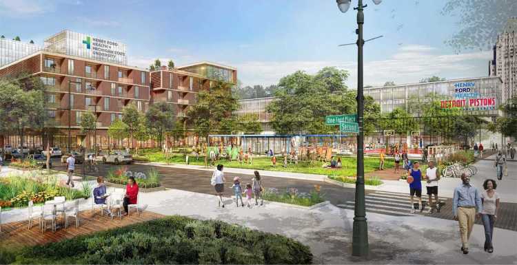 Rendering of New Center at Play in Detroit