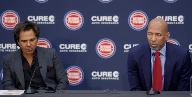 Tom Gores and Monty Williams hold a press conference