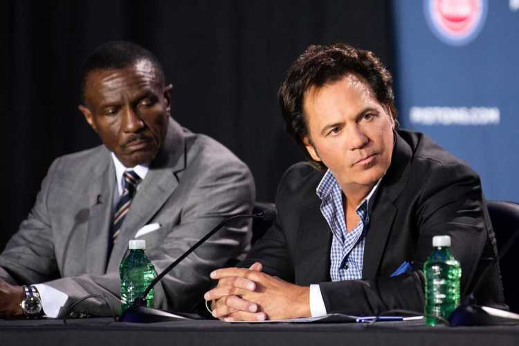 Tom Gores and Dwane Casey hold a press conference