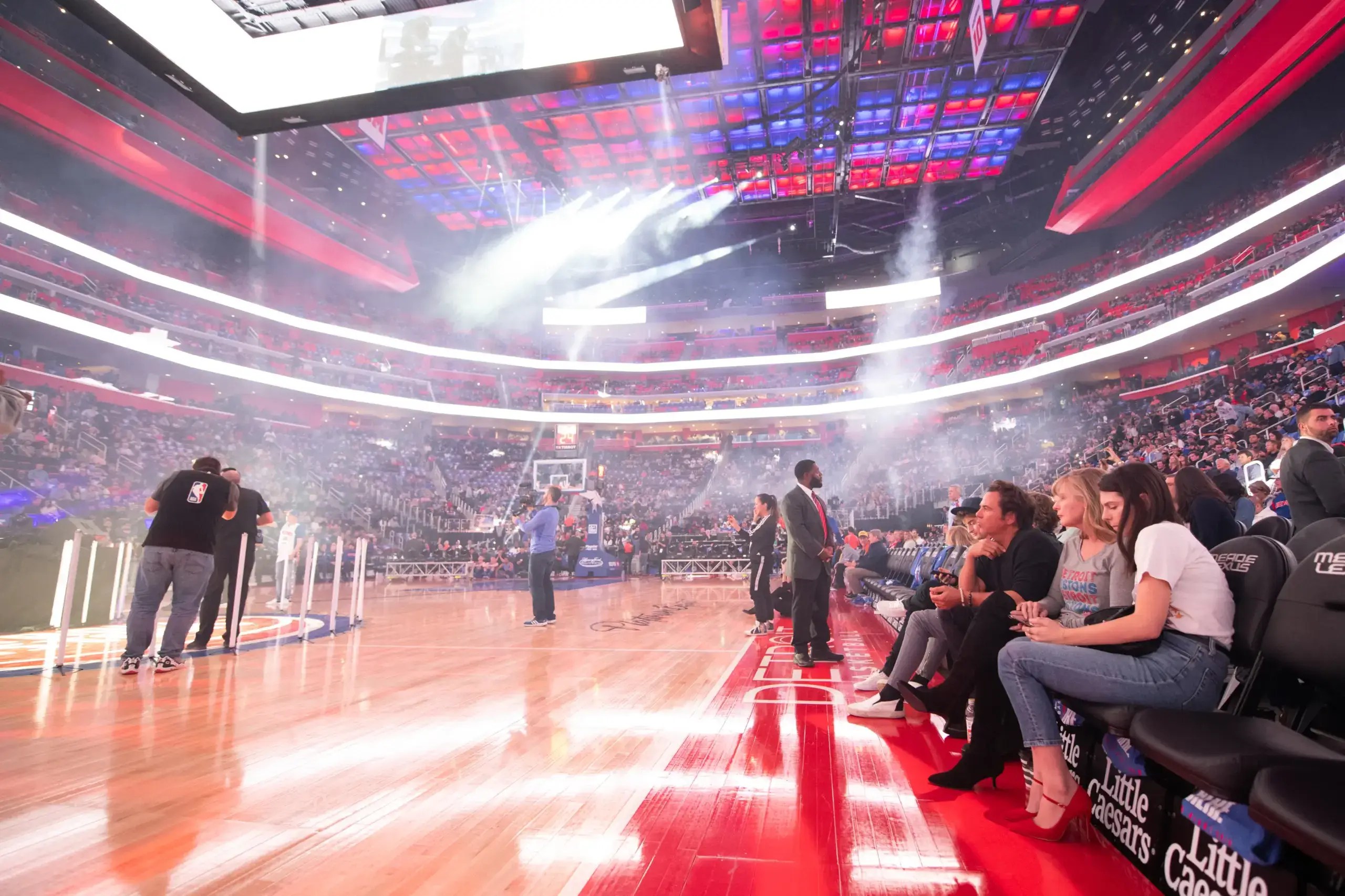 Pregame ceremonies at a Detroit Pistons opening night game